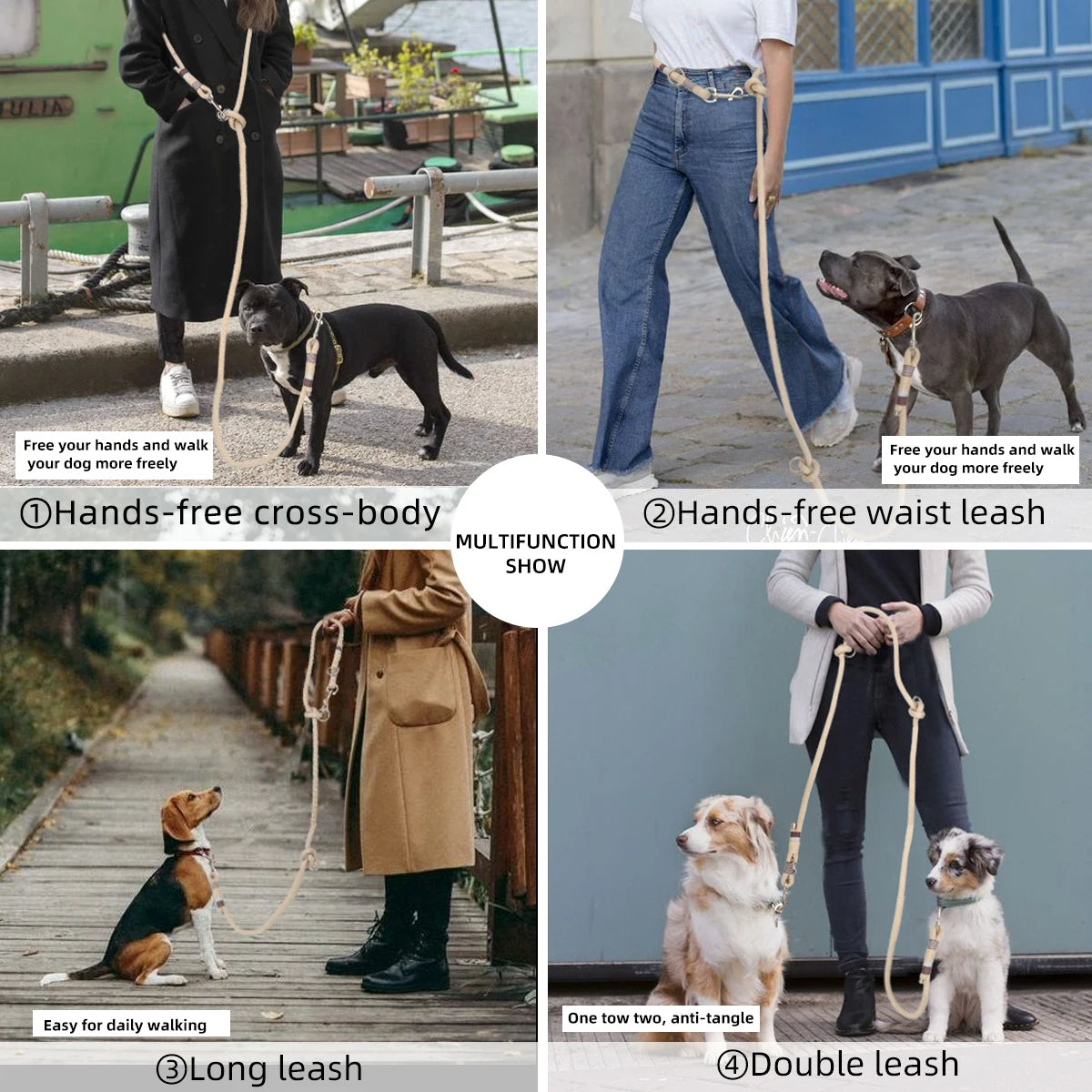 Doppelte Hundeleine aus Seil - Schleppleine Hund