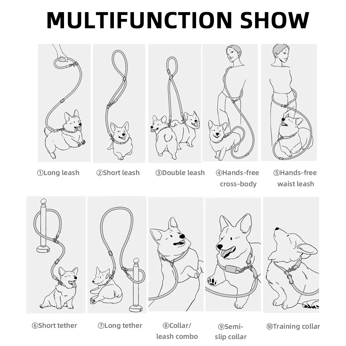 Doppelte Hundeleine aus Seil - Schleppleine Hund