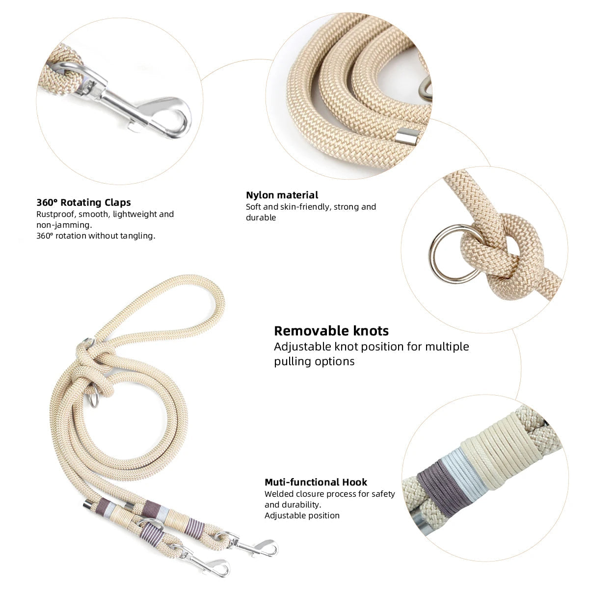 Doppelte Hundeleine aus Seil - Schleppleine Hund