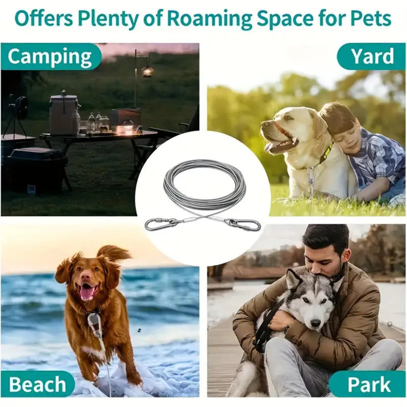 Hundeleinen aus Stahlseil mit Zwei Enden - Schleppleine Hund